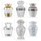 Mini Keepsake Cremation Urns for Human Ashes, Set of 6 Silver and Gold with Case